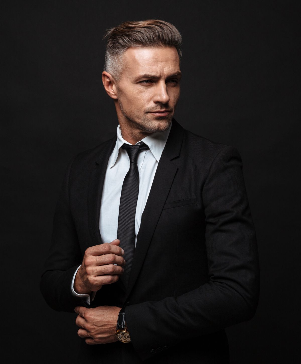 Testosterone Replacement Therapy model wearing a suit and tie