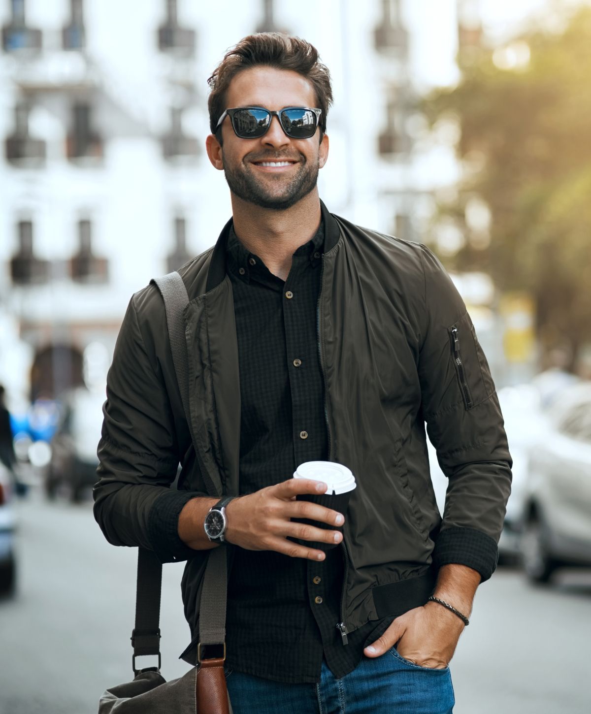 Men's Health Treatments model wearing sunglasses
