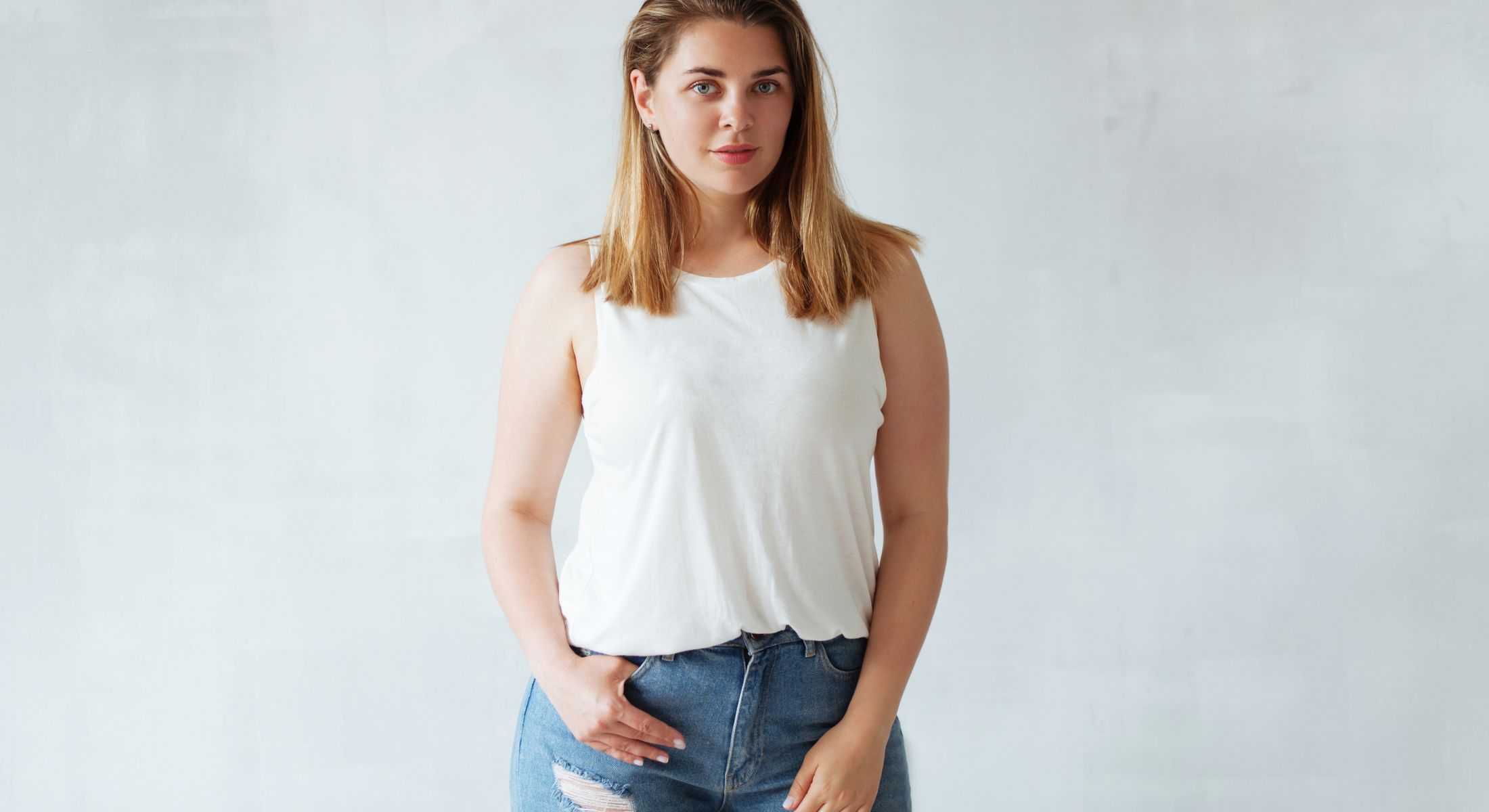 Franklin fat reduction model in white shirt